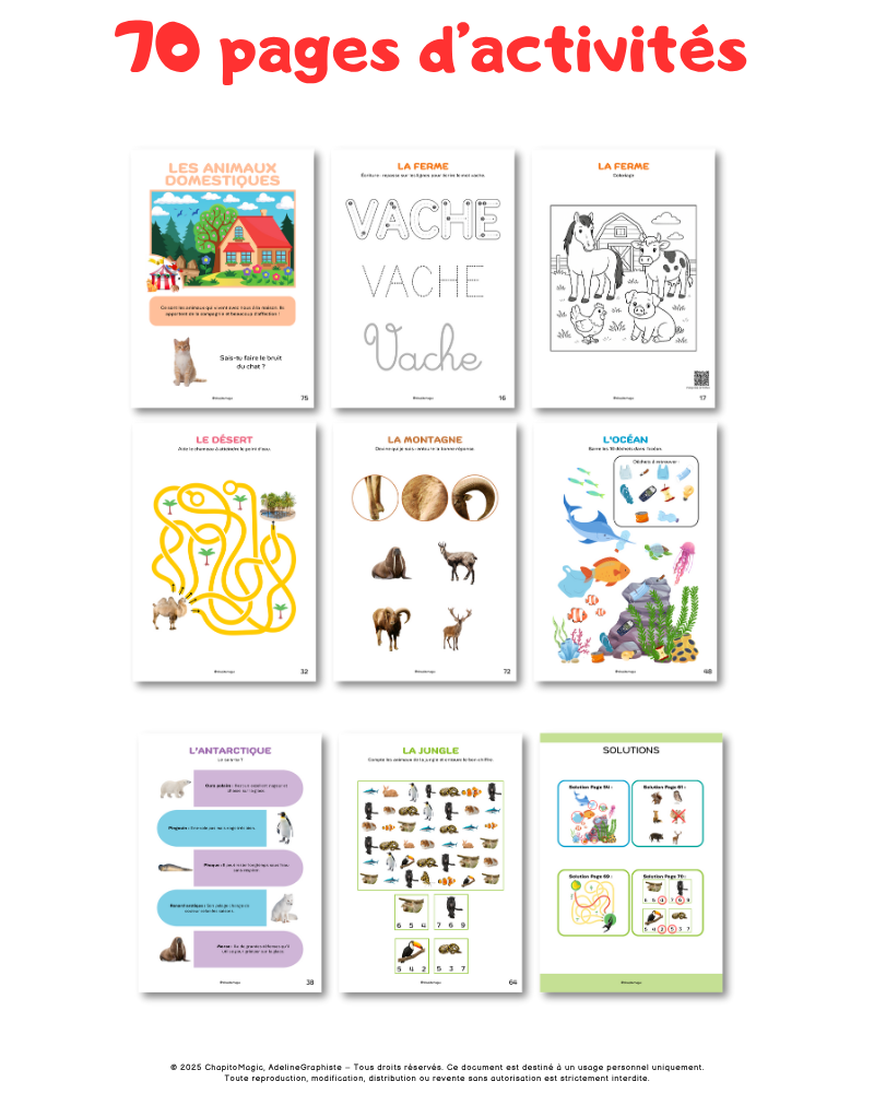 Livret d'activités Les Animaux du monde chapitomagic